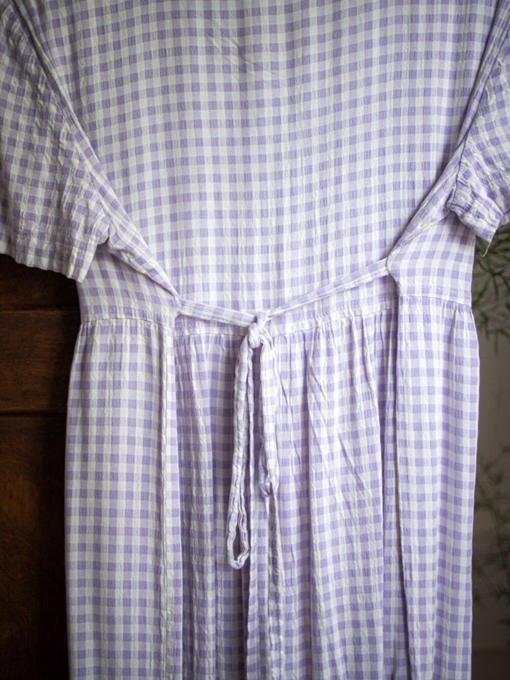 Vintage Lilac Gingham Maxi Dress Made in Canada - Picture 6 of 7